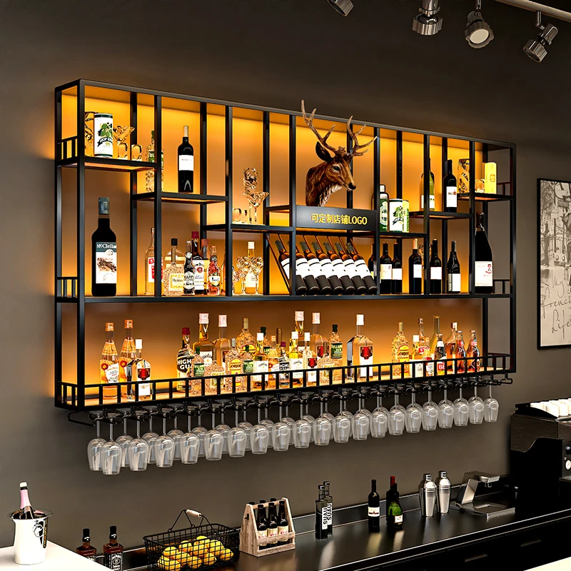Bar-counter-wine-cabinet-wall-mounted-storage-rack-Industrial-style-bar ...