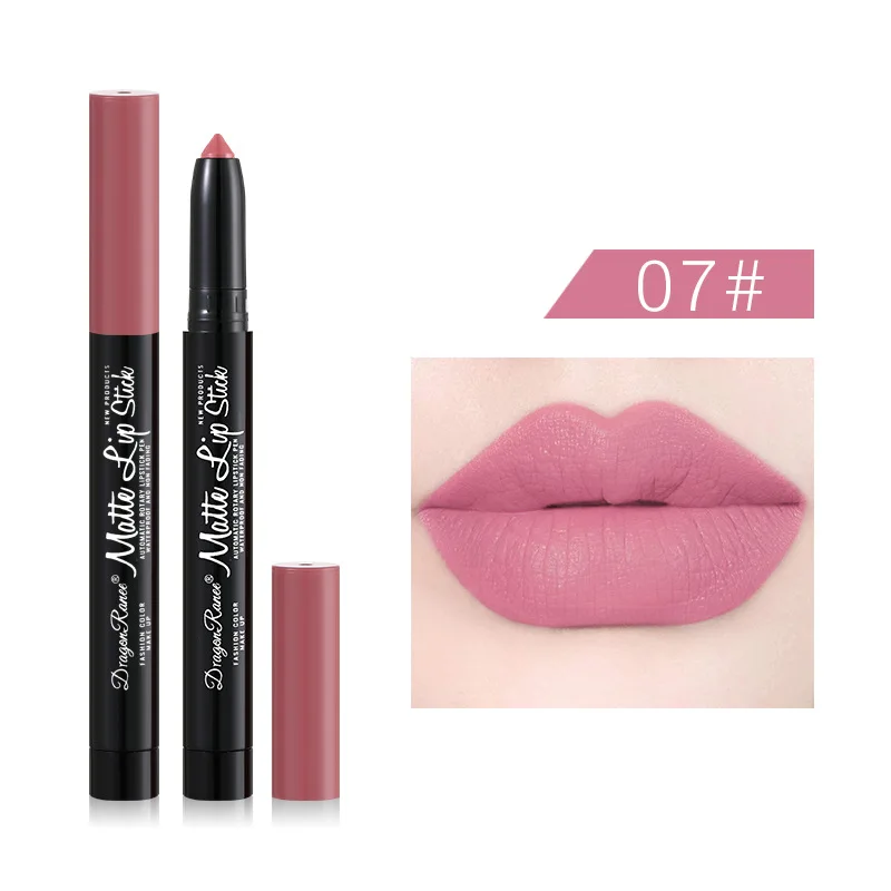 thumbnail image 1 of 12 Colors Matte Lipstick Pen Waterproof Long-lasting Contouring Brown Red Nude Outline Lip Shape Lip Liner Non-stick Cup Makeup, 1 of 5