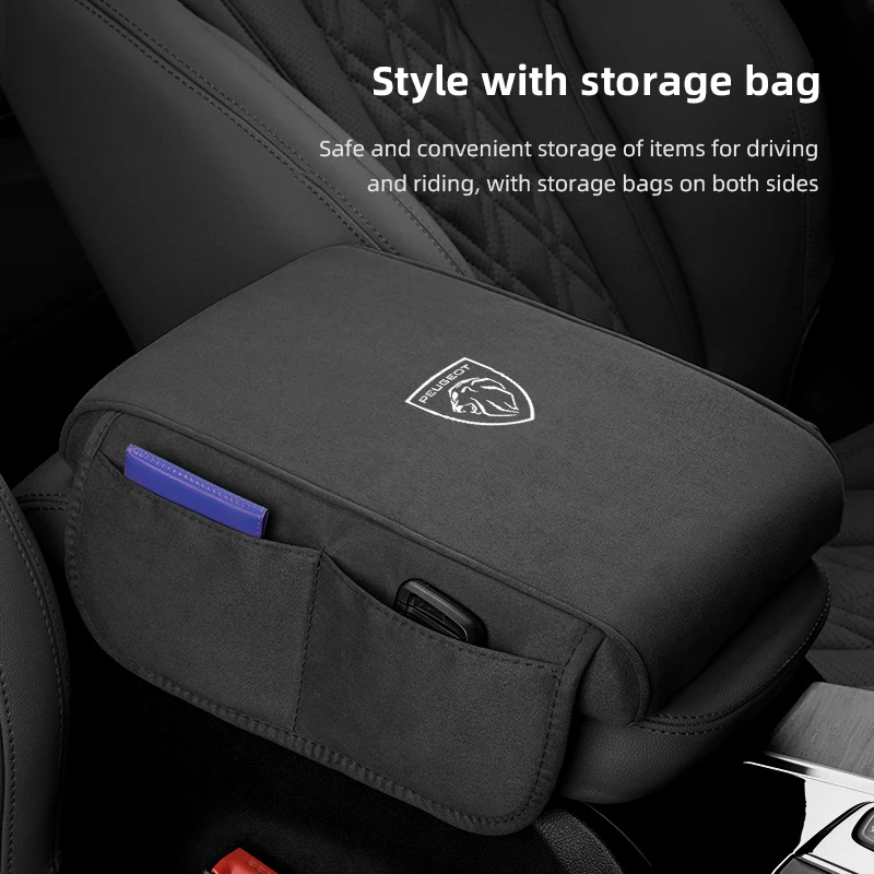 Suede Car Interior Armrest Box Mat Center Console Accessories for New Peugeot 206 207 508 208 407 308 301 406 307 408 607 2008
