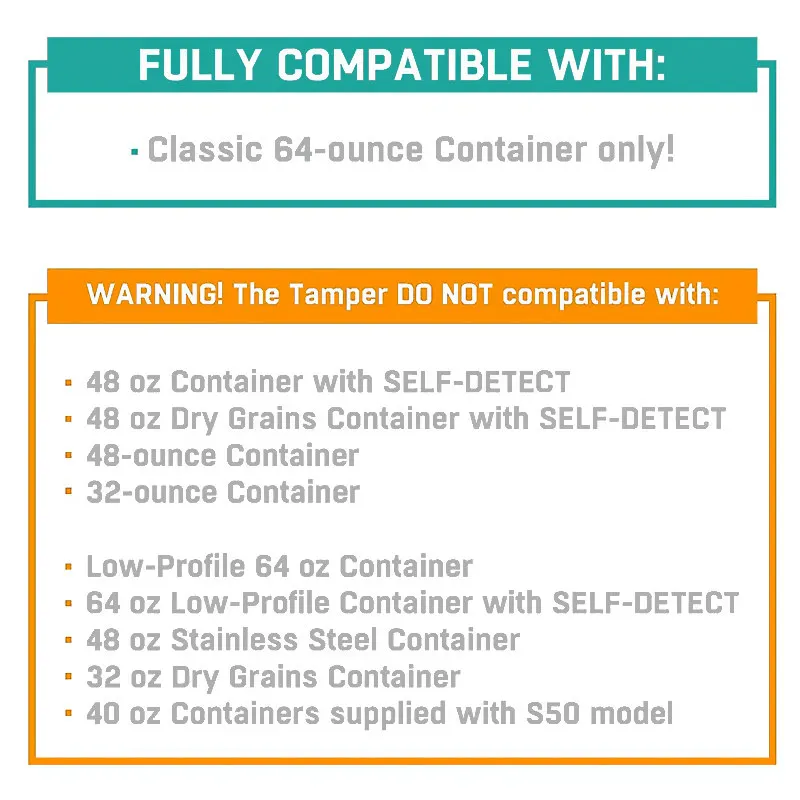 Blender Replacement Part Tamper Tool Compatible with Classic Standard 64oz / 2L, 3L 3.9L 6L Containers