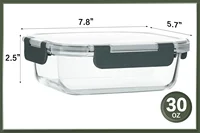 2025 USA 10 Packs 30 oz Glass Meal Prep Containers,Glass Food Storage Containers w/ Lids,Airtight Glass Lunch Bento Gray 2