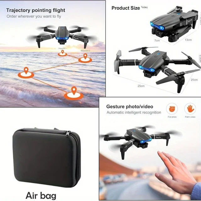 1080P HD Dual Camera E99Pro Drone & Altitude Hold, Beginner Friendly - Long Battery Life, USB Charging, Perfect Gift for Outdoor 3