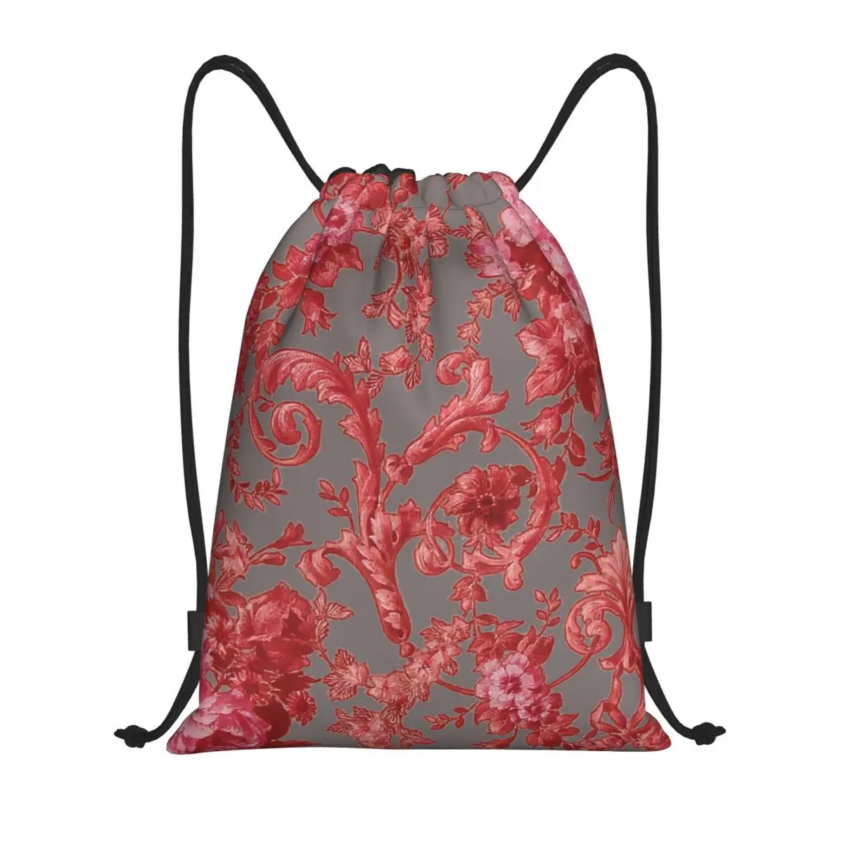 

Custom Red Toile De Jouy Drawstring Bag Women Men Lightweight Vintage French Sports Gym Storage Backpack