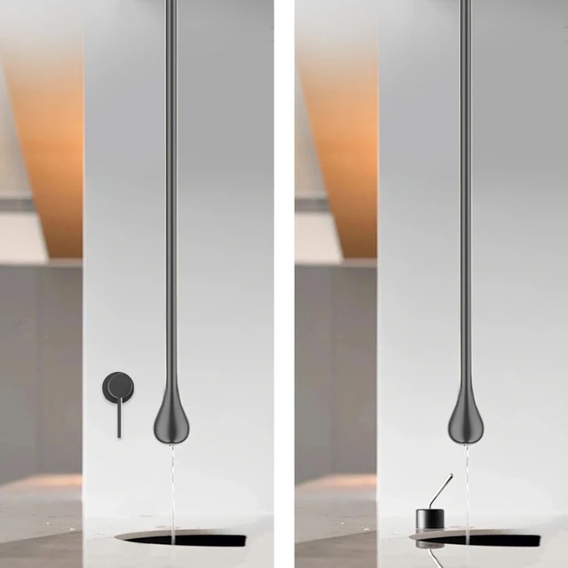 Luxury Matte สีดําทองเหลืองเพดานสไตล์ก๊อกน้ํา,โมเดิร์นติดผนัง Handle Dual ใช้ห้องน้ําอ่างล้างจานอ่างอาบน้ํา FIXTURE 3