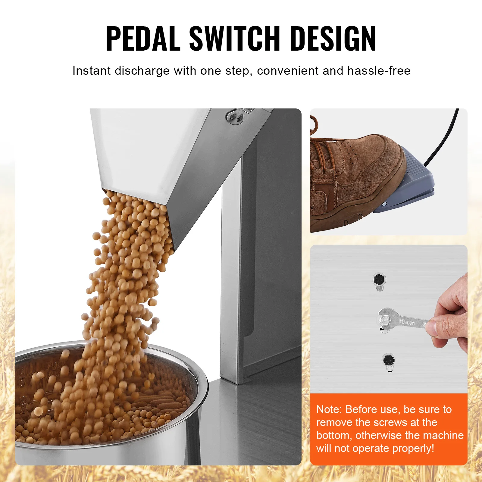 SucceBuy 10-999g Particle Filling Machine Automatic Powder Weighing Filler with Foot Pedal for Beans Seeds Tea Granular Packing