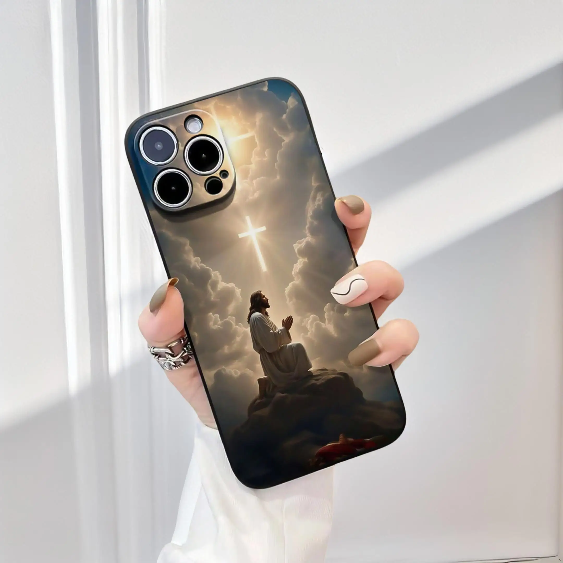 Jesus Painting Pattern , Anti-drop iPhone 16 Pro Max 15 Pro 14Plus 13 12 11 XR X/XS