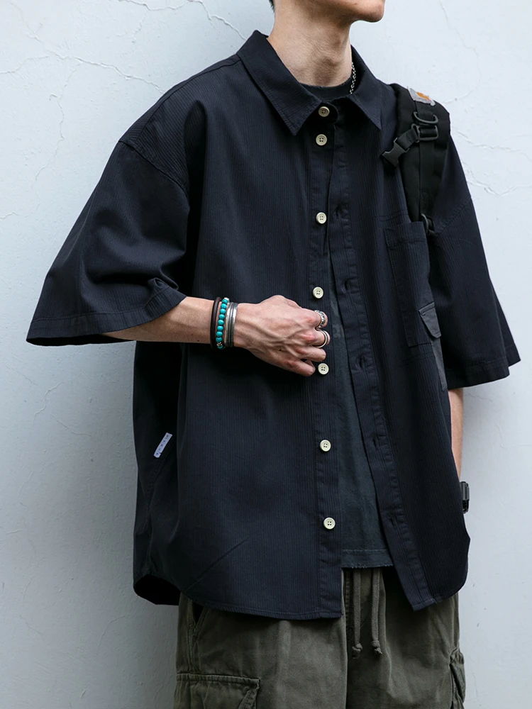 Japanese Streetwear Summer High Quality Short Sleeve Shirt Men Clothing Korean Fashion Thin Tops Plus Size Harajuku Casual Shirt