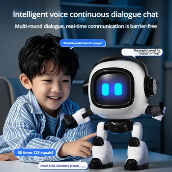 Robot da Scrivania Interattivo AI con Funzione di Riconoscimento Vocale, Compagno Parlante, Giochi Educativi, Giocattolo Didattico per Bambini