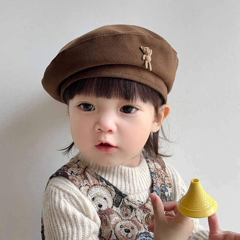 Baby Hat Solid Color Beret Beanie Cap for Toddler Boy Girl Autumn Winter Warm Kids Artist Painter Caps
