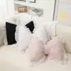 Pink Bow-shaped Pillow Ruffle Lace Decor Plush PP Cotton Filling Pillow Bed Couch Sofa Support Pillow Car Seat Companion Pillows 1