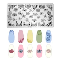 Lotus Flowers Nail Stamping Plate Stainless Steel Template Flower Pattern Rectangle Template Manicure Nail Art Stamp Image Plate 2