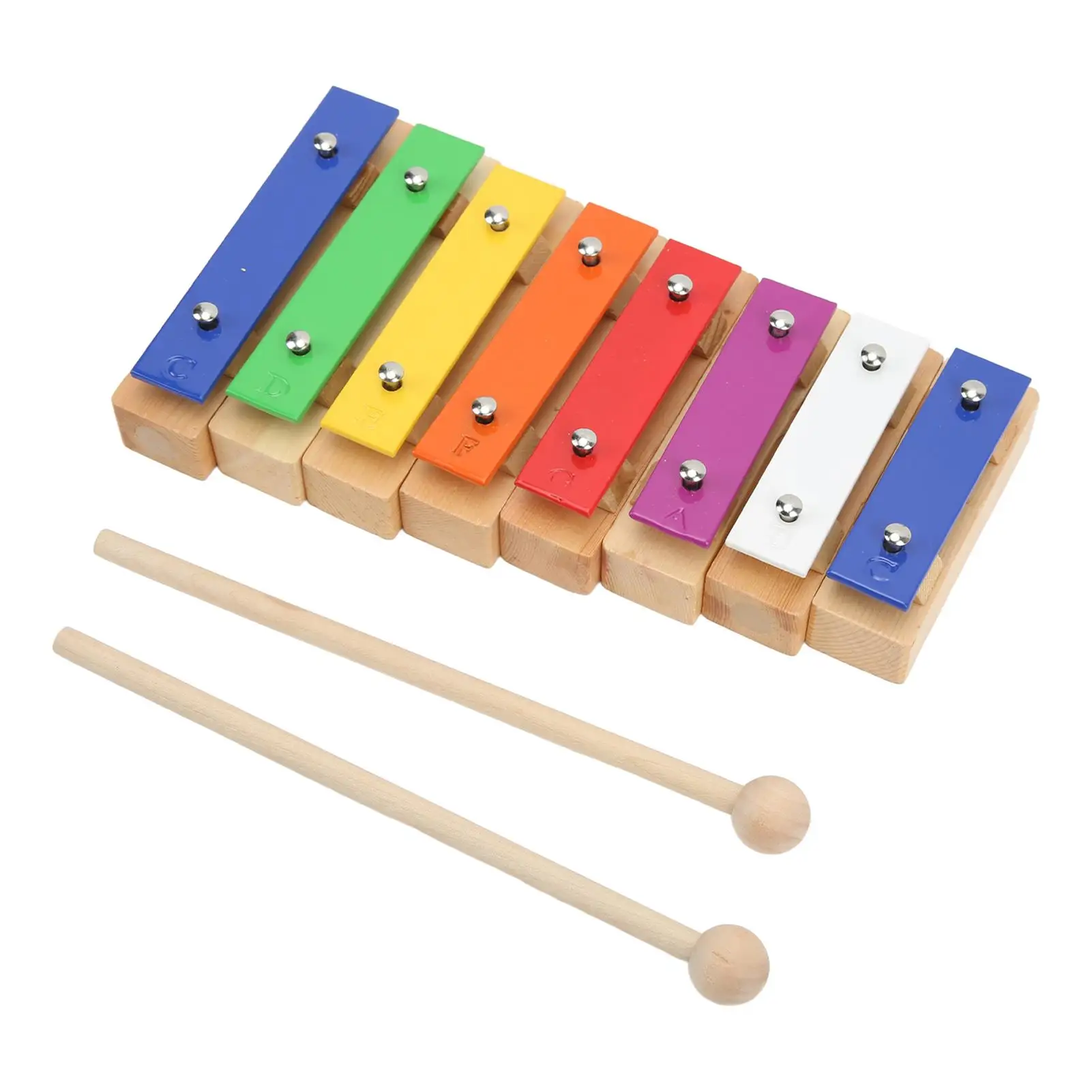 Wooden 8 Tone Knocking Xylophone Brick Toy-Multicolored Educational Musical Instrument