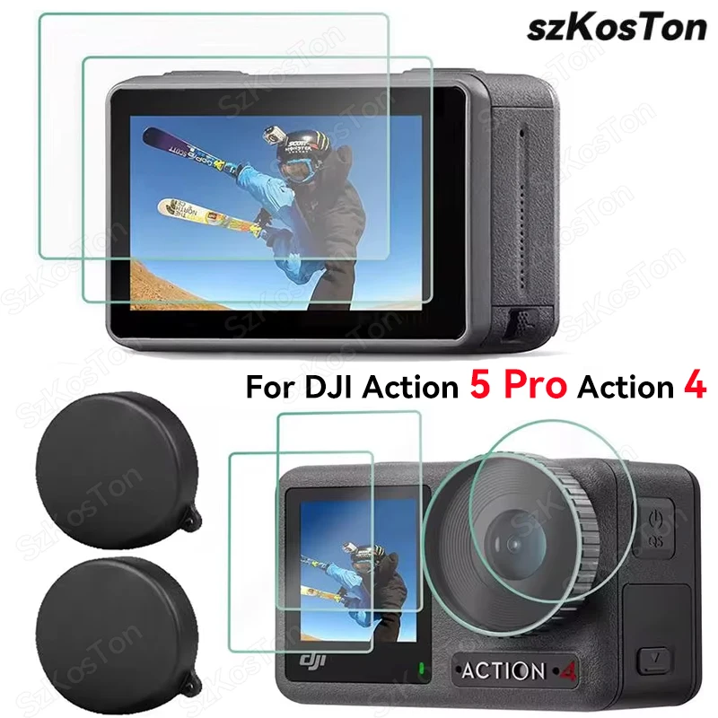 Camera Lens Cover Non Slip Silicone Lens Protection Tempered Film Accessory For Action 4 5 Pro DJI Osmo Action 5 Pro 4