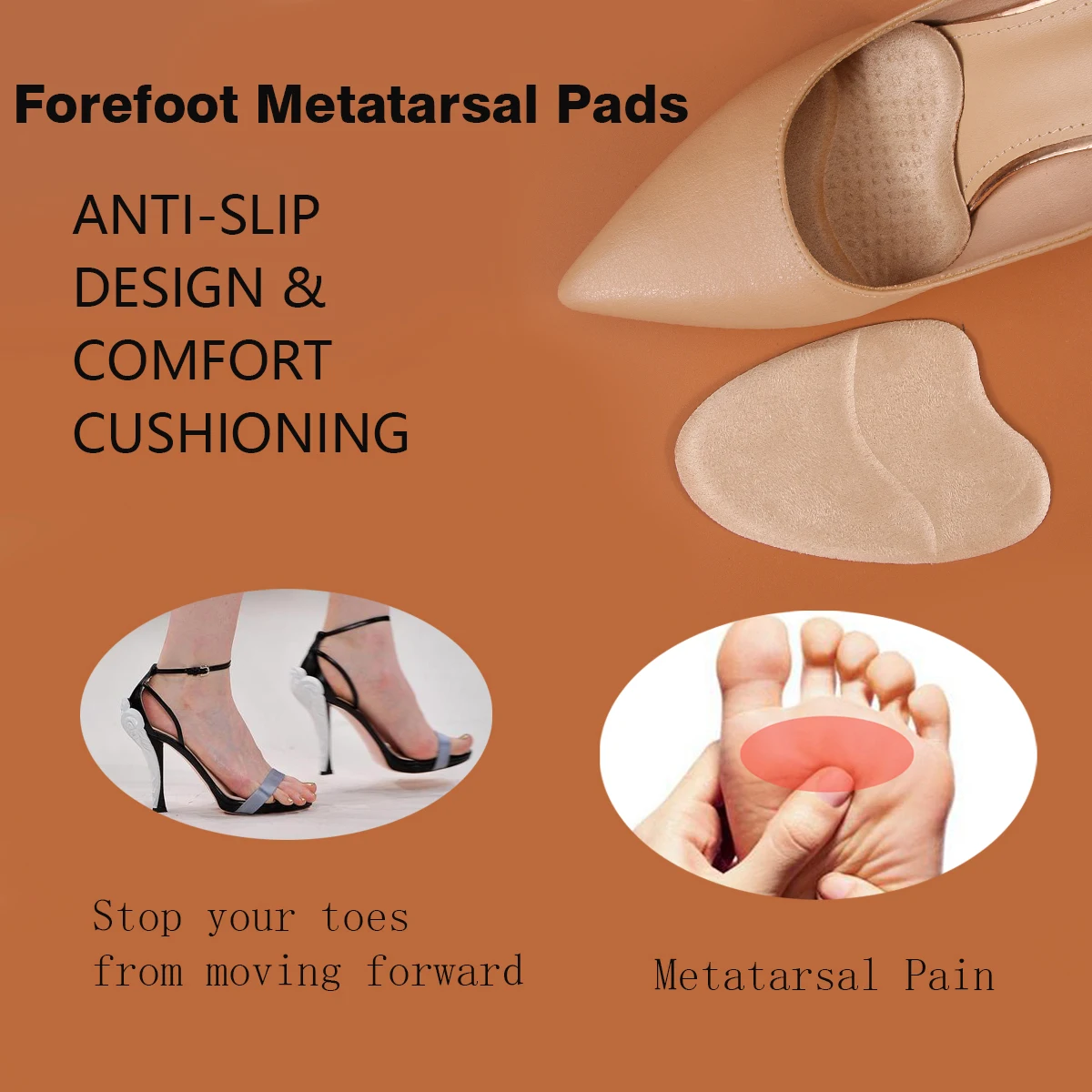 1 Pair High Heel Forefoot Pad Anti Sliding Foot Pads for Open Toe Shoes Forefoot pads for women Anti-wear-Cushioning Pads