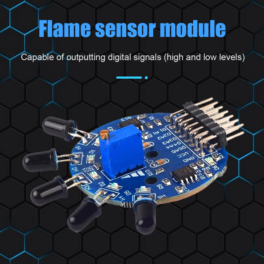 5 Way Flame Sensor Module Dual Output Flame Detection Module 3.3V-9V Easy Installation for Arduino Accessories