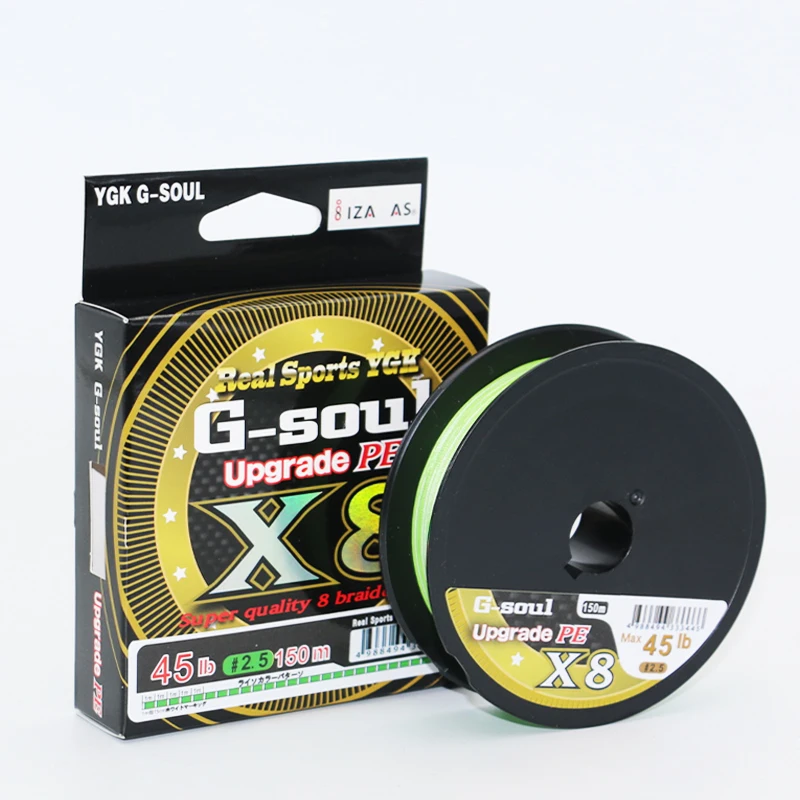 Ligne de pêche tressée YGKX8 Upgrade 8 brins 150M 200M super résistante Japan G Soul X8 pour ligne principale