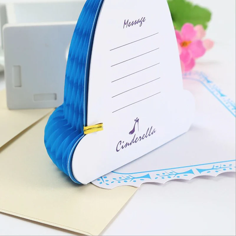 1pc Princess Invitation Card 3D Honeycomb Fold Can Stand On The Table Wedding Birthday Supplies Thanks Card for Guests