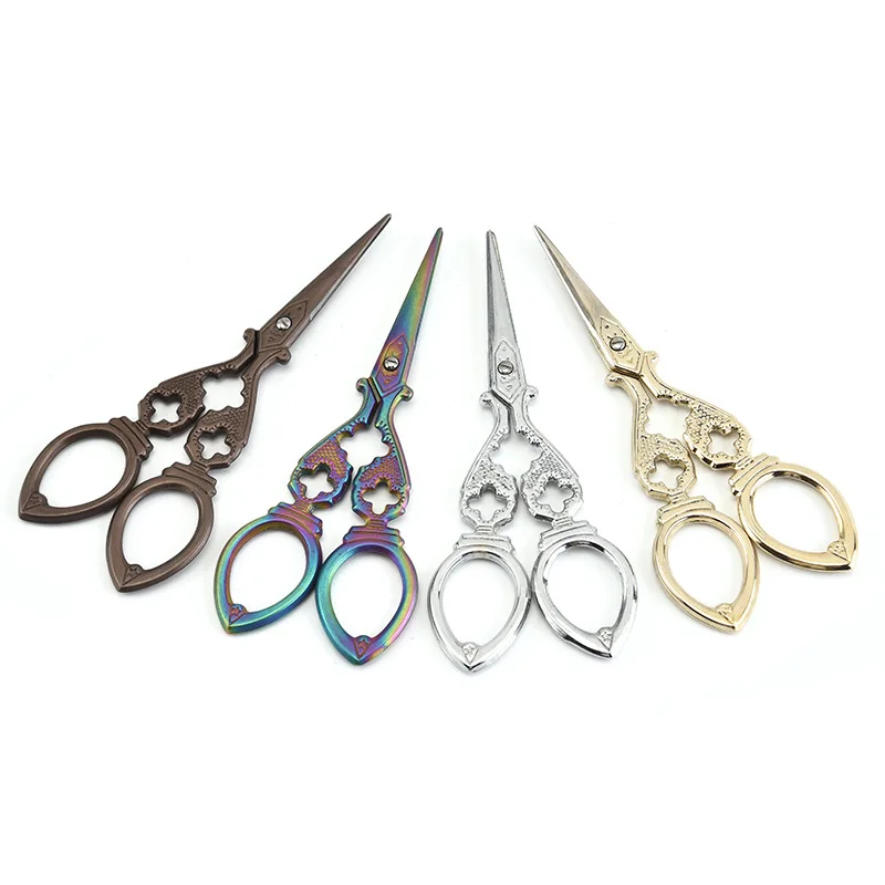 1PCS Vintage Cloth Paper Tailor Shears Household Stainless Steel Antique EDC Utility Scissors Golden Bronze Clothing Accessories 2