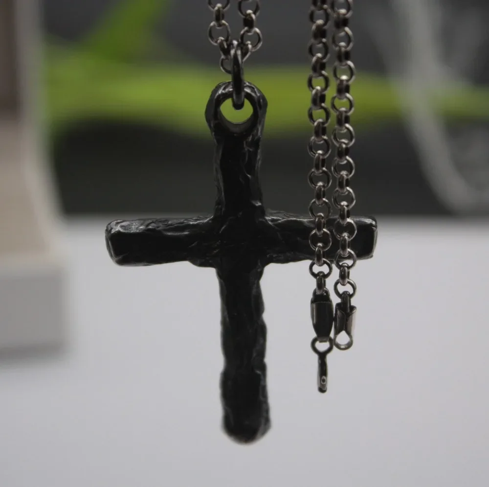 

Real Sterling S925 Silver Pendant Men Women Vintage Crafts Crufix Cross Link Chain Necklace 24inch