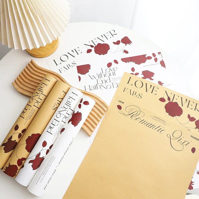 

Simple Paper Rose Bouquet Wrapping Paper Kraft Paper Floristry Flower Wrapping Paper Material