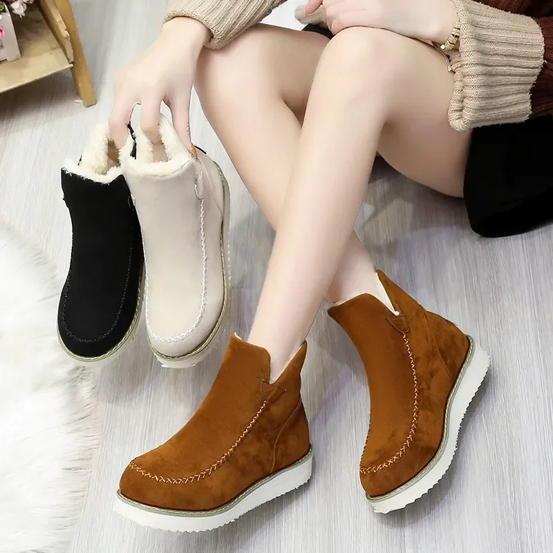 

Women's Winter Boots Fashion Snow Boots Casual Leather Cotton Ladies Boots Knee high Platform