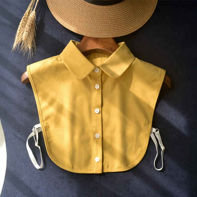 Yellow Cotton Fake Collar Women Blouse Shirt Decor False Collar Top Woman Detachable Collar Shirt Women Tie Removable Half Shirt