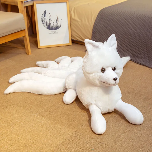 Cute Soft White Red Nine Tails Fox Plush Toys Stuffed Animal Nine-Tailed Fox Dolls Creative Gifts for Girls Kids