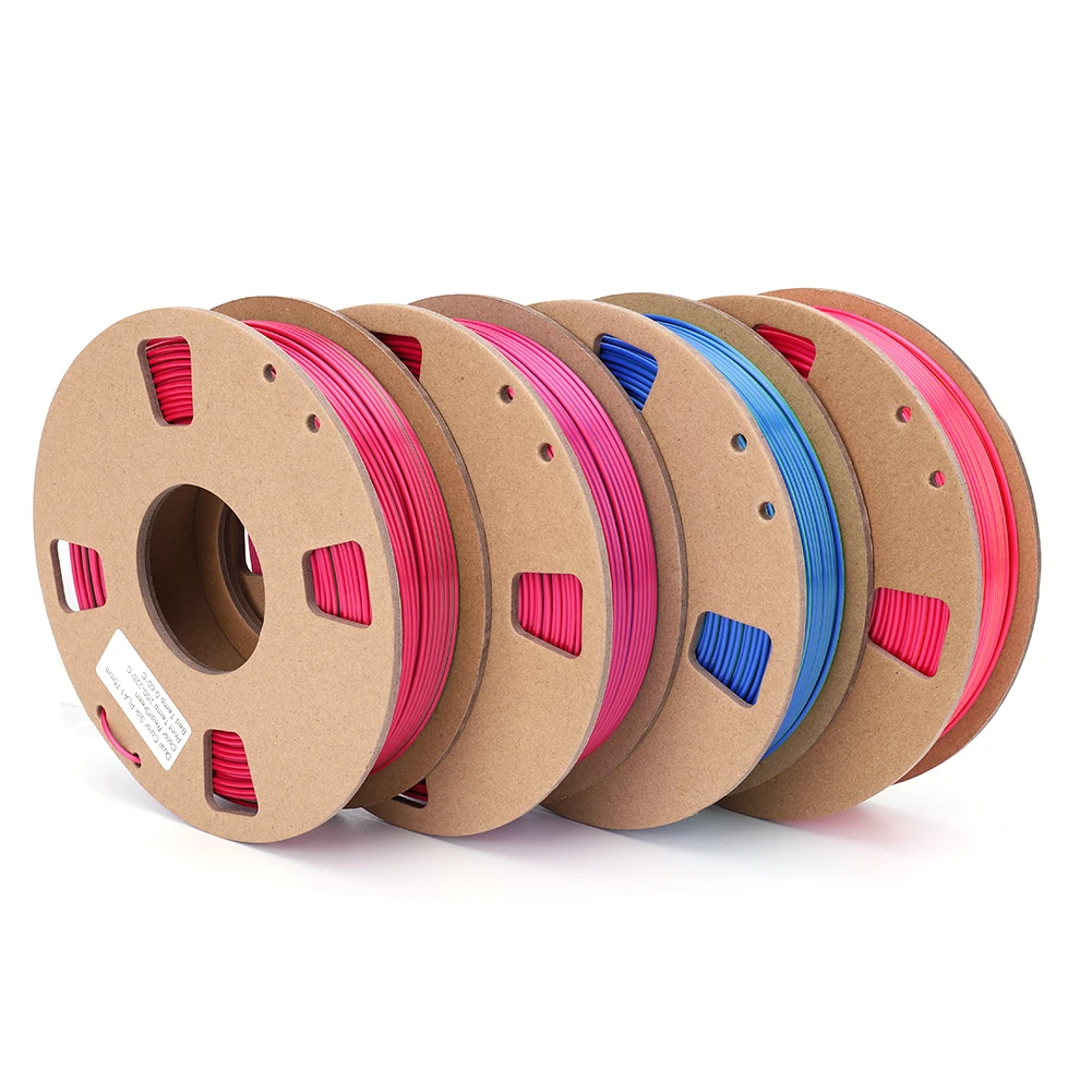 PLA 3D 프린터 필라멘트 번들, 듀얼 컬러, 1.75mm, 3D 인쇄 필라멘트 실크, 레드 블루, 4 스풀 팩, 실크 블랙 레드, 블랙 골드