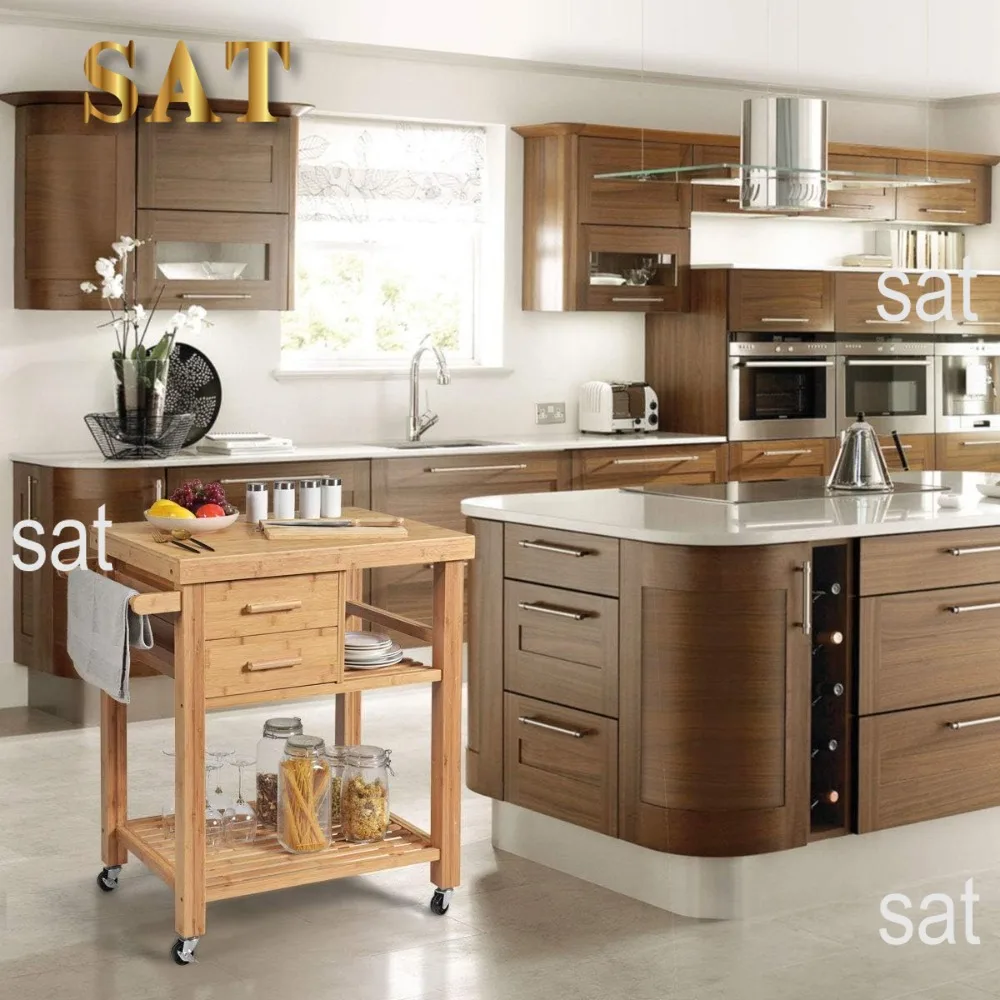Kitchen Island Cart, Trolley Carts on Wheels, 2 Drawers, Towel Rack, Rolling Kitchen Island Cart
