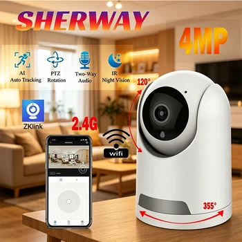 2.4G 4MP WiFi Smart Home Security Camera 1080p HD Real-time APP Alerts 2-Way Audio with Motion Tracking for Baby & Pet 1