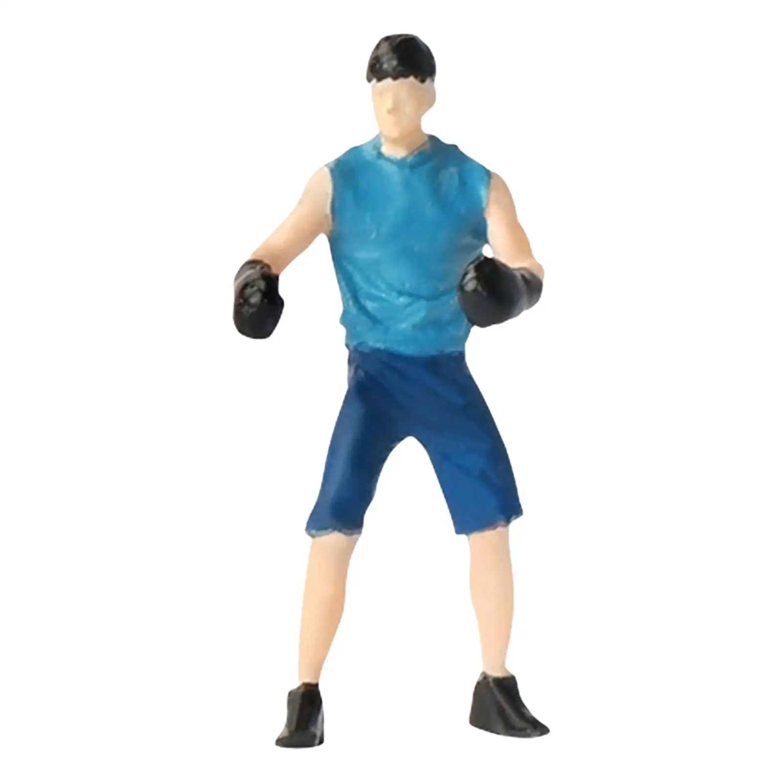 Realistic 1:64 Figures Boxing Man Figurines Ornament Tiny People for Dollhouse Layout