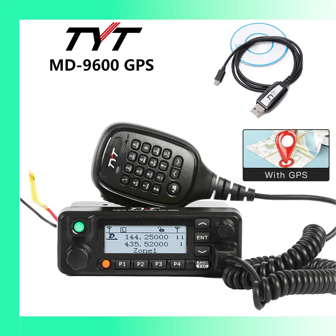 TYT MD-9600 GPS DMR 디지털 아날로그 듀얼 밴드 모바일 라디오, 하이 퀄리티 DMR 모바일 트랜시버, DMR 모바일 워키토키, 50 W, 45 W, 25W