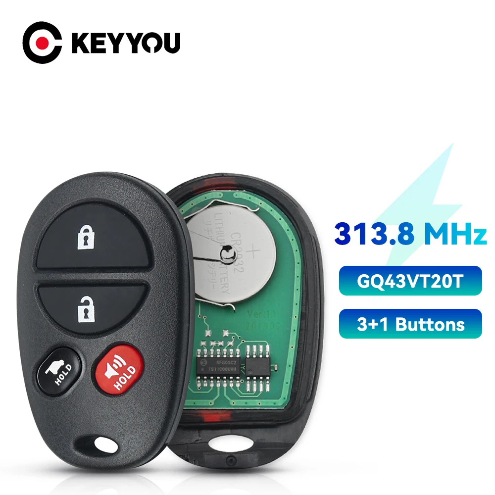 

KEYYOU 5pcs For Toyota Sienna Solara Avalon Camry Highlander Sequoia Tacoma Tundra GQ43VT20T 315MHz Replace Remote Car Key