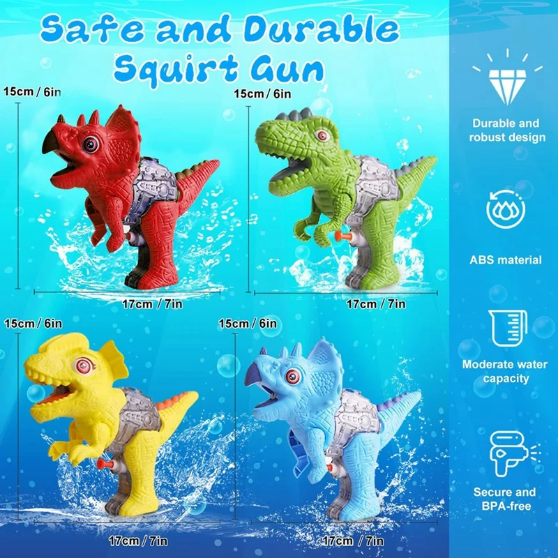 JB-Small Dinosaur Water Pistols, Water Fighting Games For Boys & Girls Toddlers In Swimming Pool Lawn