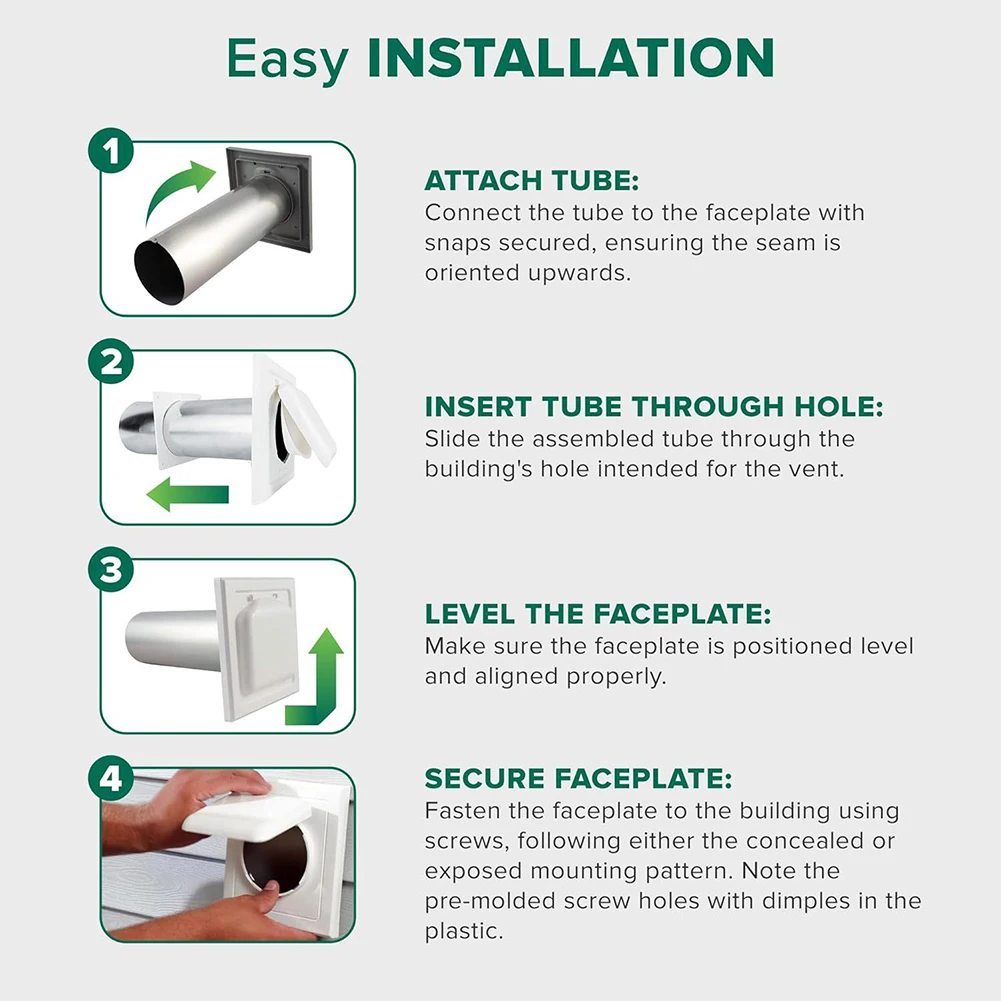 Dual Door Dryer Vent Cover Screws Dryer Exhaust Vent Cover Easy Installation House Exterior Safe air vent cover