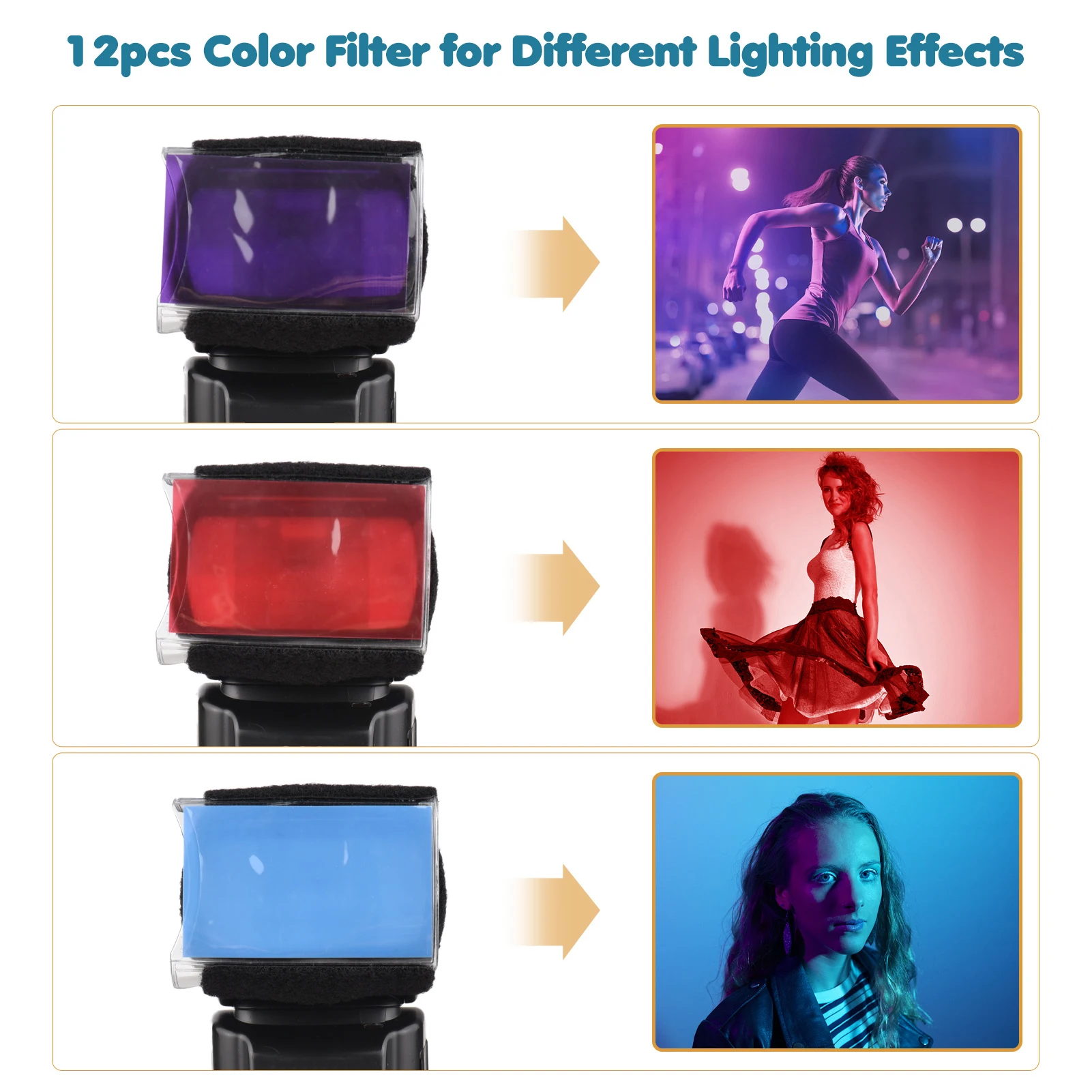 12pcs/set Universal Camera Flash Gels Lighting Filters Color Correction Filter Kit for Speedlight Easy Installation