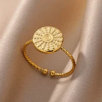 Vintage Ancient Greek Arethusa Goddess Coin Rings For Women Imitation Pearl Zircon Moon Stainless Steel Ring Fashion Jewelry - Image 6