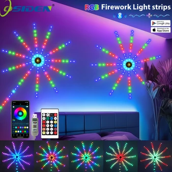 RGB led firework lights Flexible LED Strip Lights 5V USB With Bluetooth Remote Voice 1