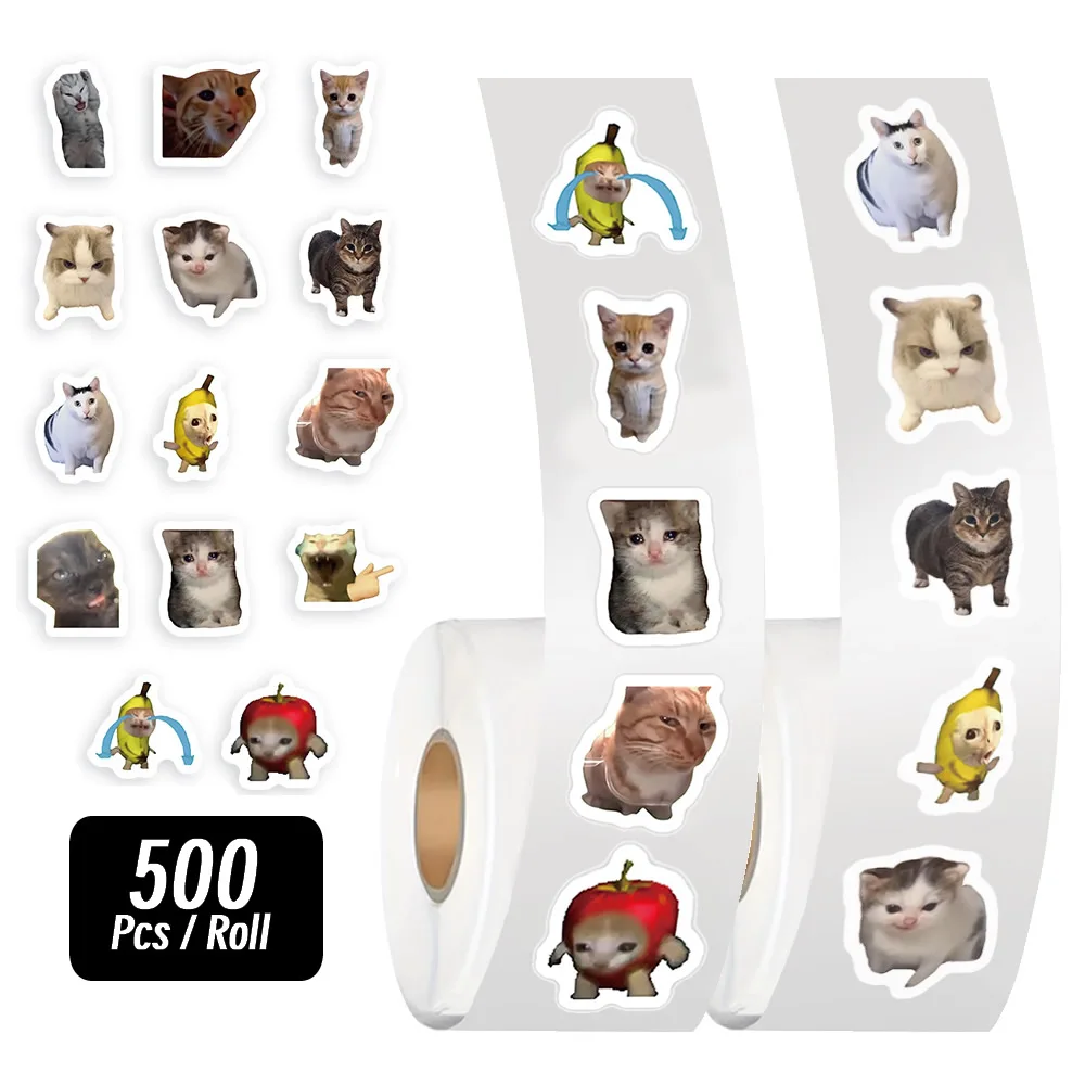 500개/롤 만화 밈 고양이 스티커 학교 보상 스티커 교실 장식 격려 스티커 학생 교사용