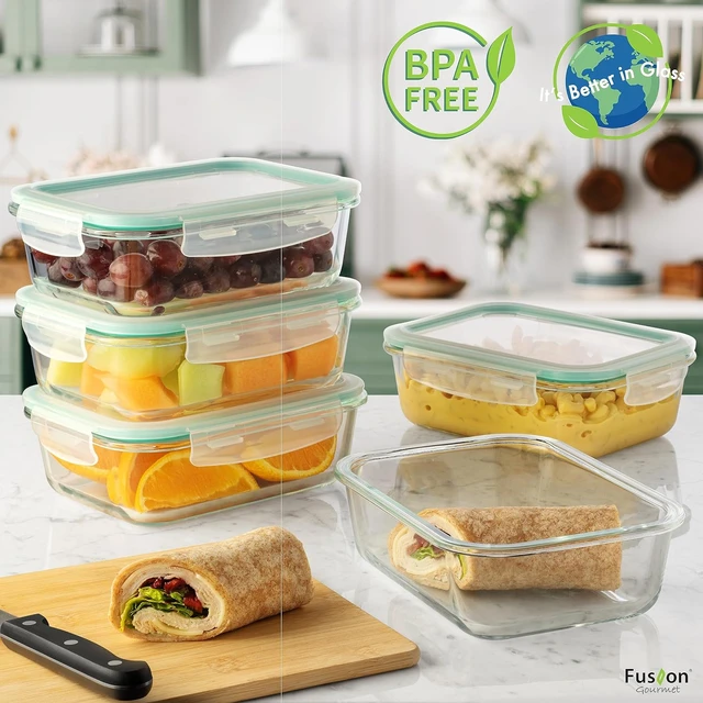 35oz Same Size Glass Food Storage Containers with Lids - Airtight