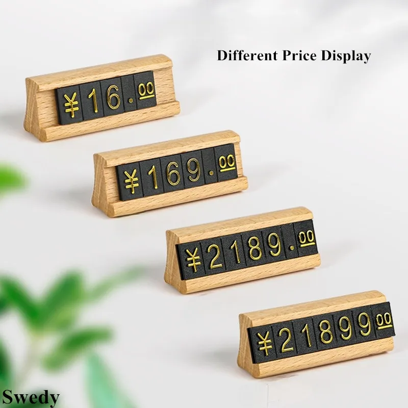 Small Wood Sign Holder Display Stand Mini Label Card Paper Holder Store Jewelry Number Adjustable Price Cube Tags digital grain price board display stands label solid wood jewelry tags for pricing cube blocks