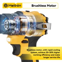 MELLWIN Perceuse à percussion électrique sans balais 480 N.m, réglage du couple 25+3, outil multi-visseuse sans fil pour batterie Makita 18V 3