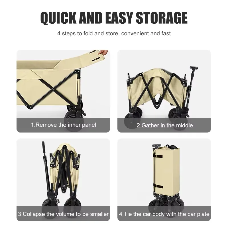 Camping Trolley with All-Terrain Big Wheels Foldable Large Capacity Heavy Multipurpose Stroller