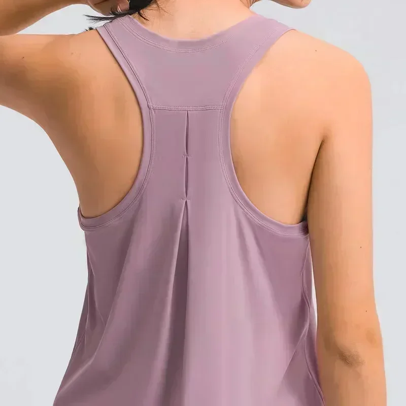 Lemon Women Loose Tank Tops Elastic force Quick Dry Running Exercise Sleeveless Shirts for Summer Fitness Vest Sports Smock