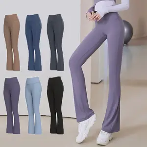 Bell bottom yoga pant-free shipping all over the world on Aliexpress