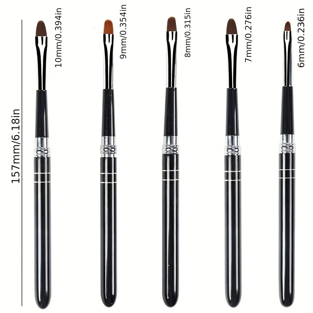 BQAN #2#4#6#8Oval Brush UV Gel Nail Brush Nail Art Painting Pen Tools Manicure Art Acrylic Brushes Nail Drawing Pen Tools 6