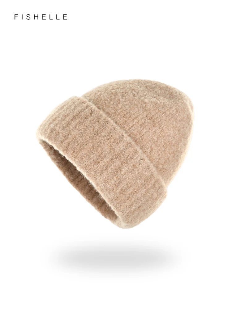 

New versatile solid color hairy wool women's hat autumn winter thick knitted beanie caps for female warm hats girls gifts