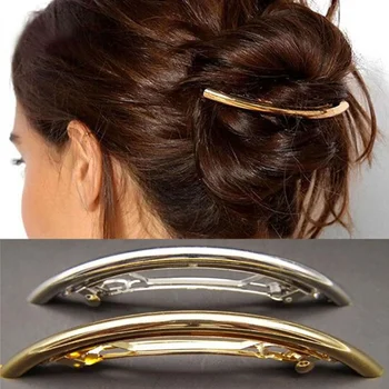 Metallic curved hair clip