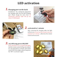 4/10x รถ LED Light รถมัลติฟังก์ชั่นไฟเตือน LED, ไฟรถไร้สายแบบชาร์จไฟได้พร้อมรีโมทคอนโทรล, ไฟตกแต่ง 3