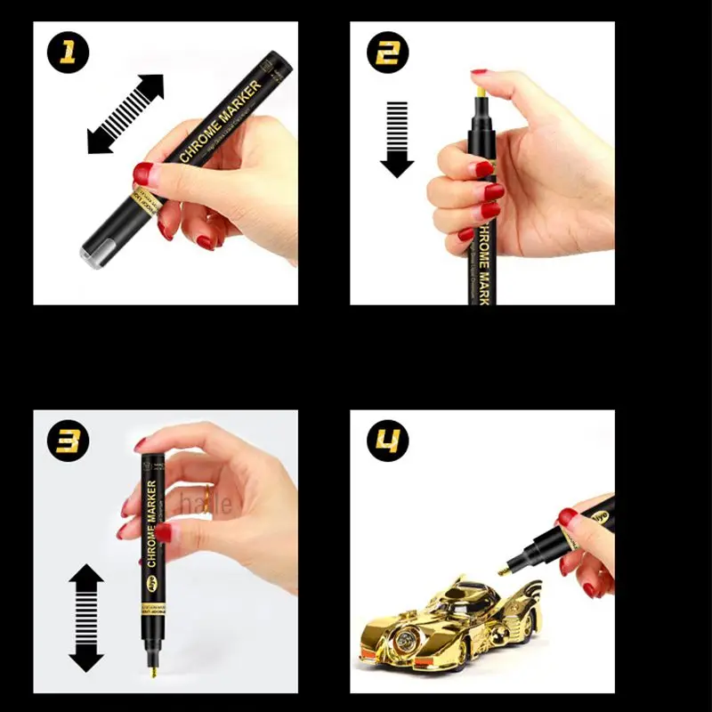 Haile Silver Mirror Marker Gold Liquid Pen Art Liquid Mirror DIY Resin Paint Mirror Chrome Metallic Craftwork Pen Accessories